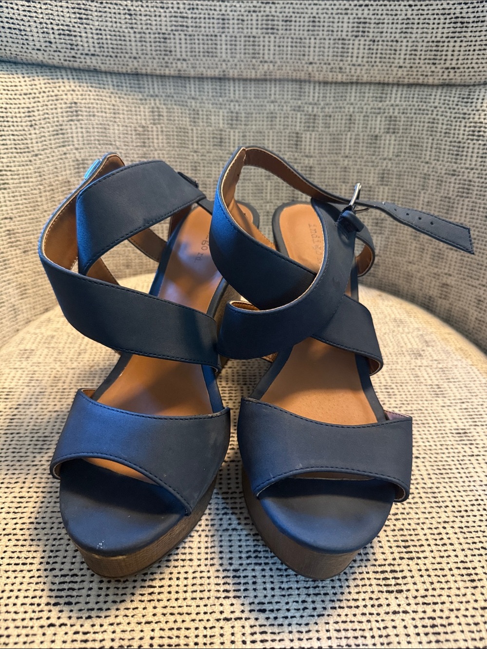 Indigo Navy Crisscross Platform Sandals